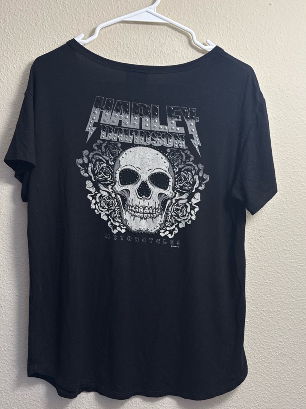 Harley-Davidson Black Skull & Rose Short Sleeve Tee